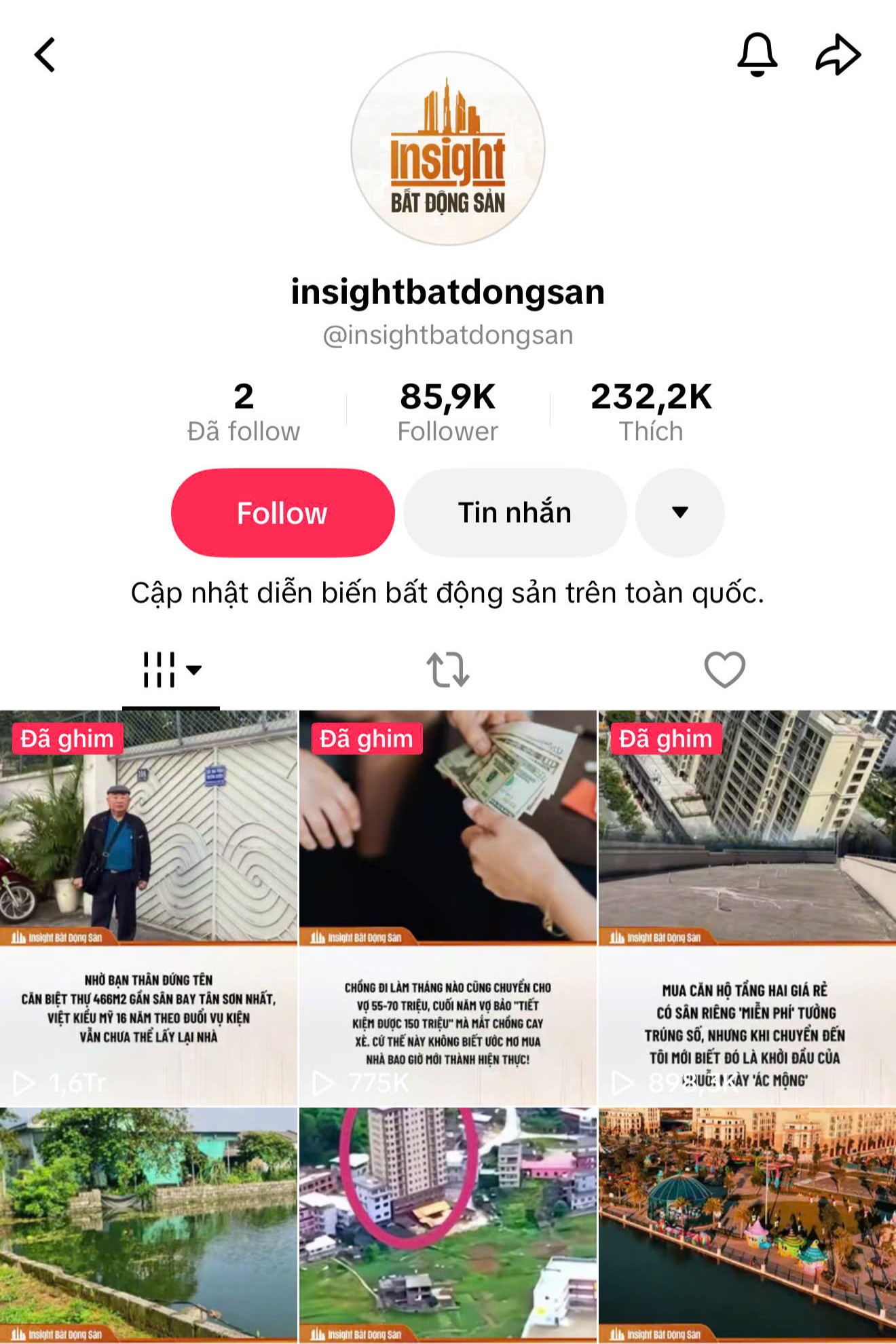 Tiktok Insight Bất động sản
